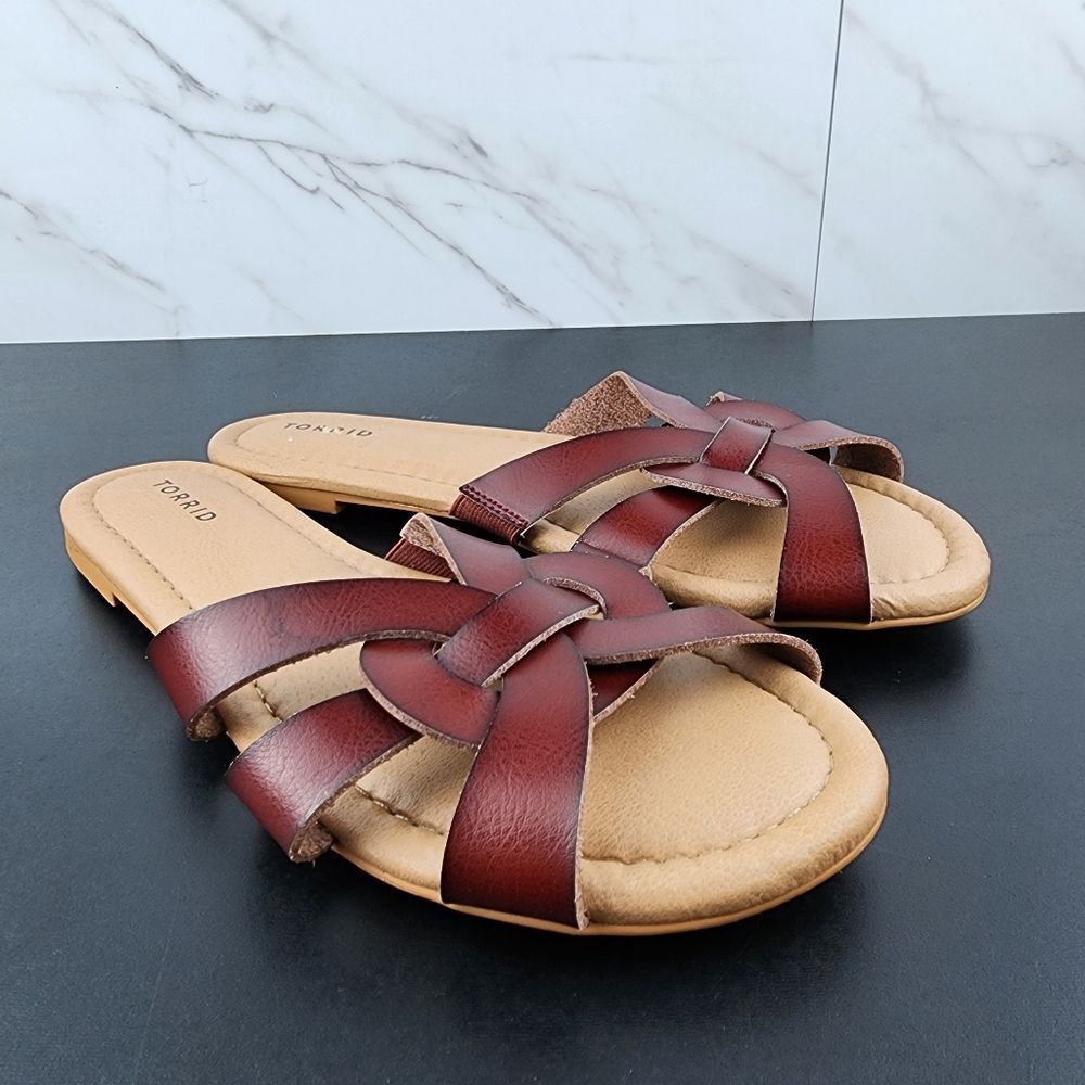 Torrid Brown Strappy Slides